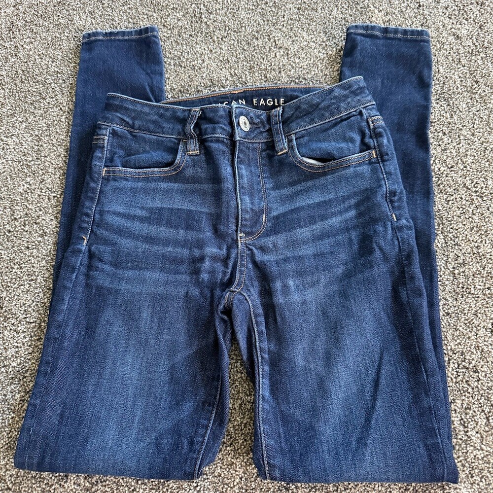 American Eagle Hi-Rise Jegging Jeans Womens Size 4 Long Dark Wash Blue